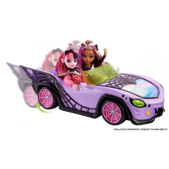 Monster High Toy Car Ghoul Mobile With Pet & Accessories Purple Convertible - Picture 7 of 16